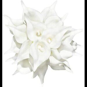 Artificial 20pcs White Calla Lily Flowers with Soft Latex Materials